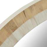 Bone Inlay Round Mirror : Natural & White Bone Inlay Round Mirror : Natural & White