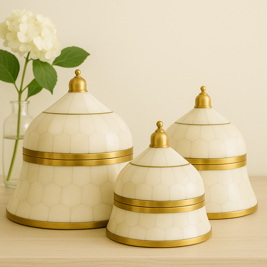 Bone & Brass Moghul Box : White