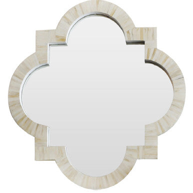 Bone Inlay Quatrefoil Mirror : Natural