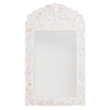 Mother of Pearl Inlay Crested Mirror : Floral : White Mother of Pearl Inlay Crested Mirror : Floral : White