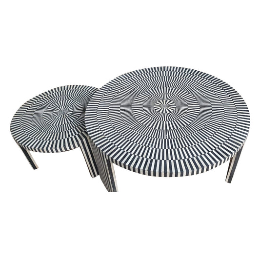 Bone Inlay Nesting Coffee Table Pair : Black