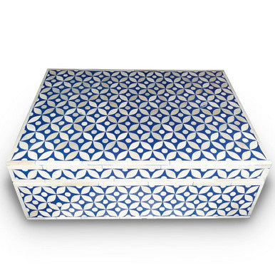 Bone Inlay Large Box : Starburst : Blue