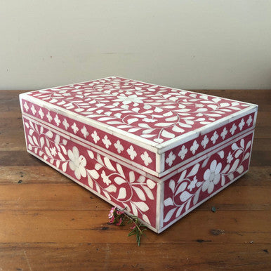 Bone Inlay Large Box : Floral : Rose
