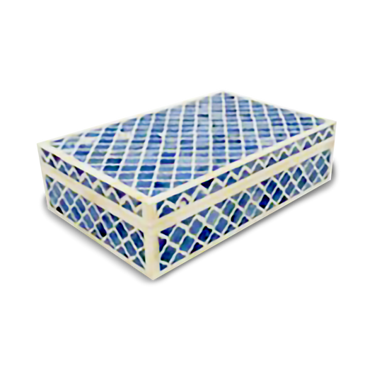 Bone Inlay Large Box : Moroccan : Blue