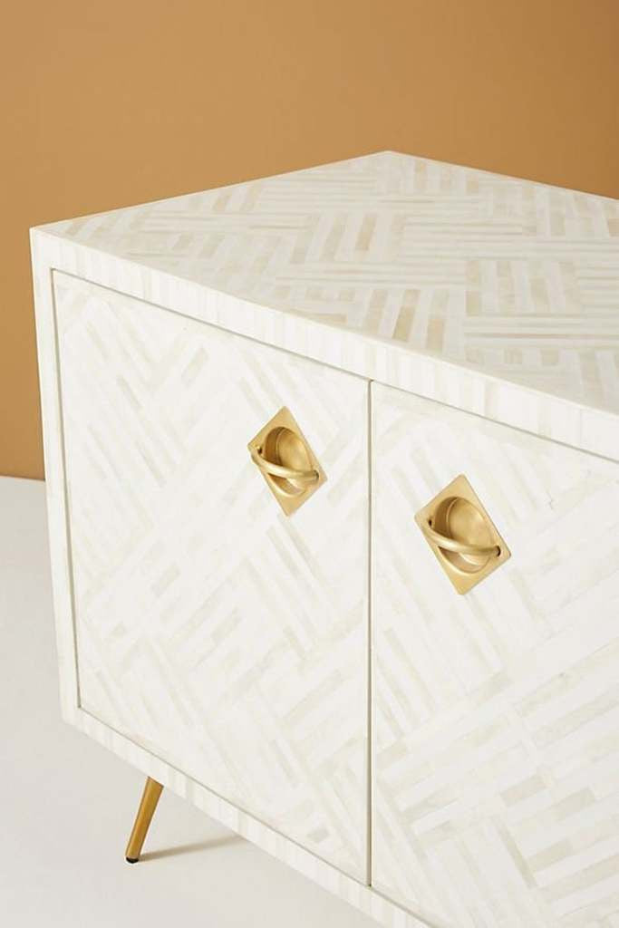 Bone Inlay TV Sideboard : Criss Cross : White Bone Inlay TV Sideboard : Criss Cross : White