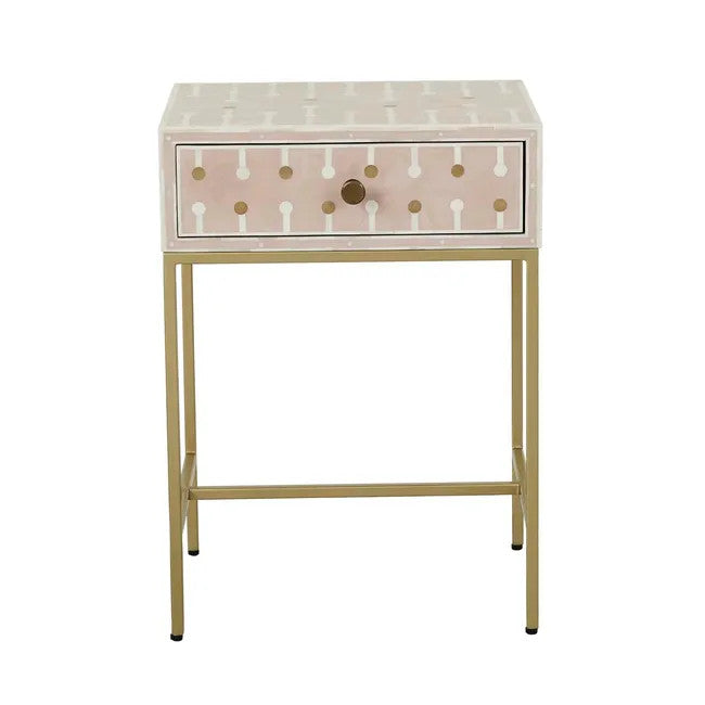 Bone & Brass Inlay Bedside : Blush Bone & Brass Inlay Bedside : Blush
