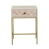 Bone & Brass Inlay Bedside : Blush Bone & Brass Inlay Bedside : Blush