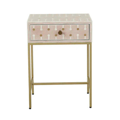 Bone & Brass Inlay Bedside : Blush