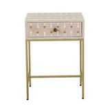 Bone & Brass Inlay Bedside : Blush Bone & Brass Inlay Bedside : Blush