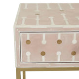 Bone & Brass Inlay Bedside : Blush Bone & Brass Inlay Bedside : Blush