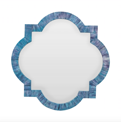 Dyed Bone Inlay Quatrefoil Mirror : Blue