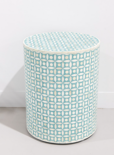 Bone Inlay Side Table : Starburst : Aqua