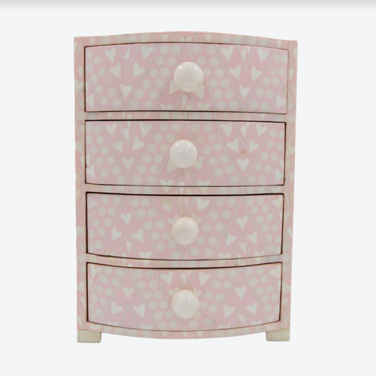 Bone Inlay Jewellery Box : Hearts : Pink