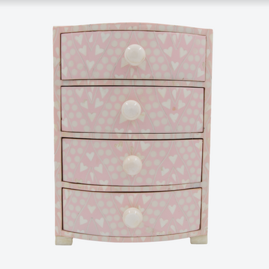 Bone Inlay Jewellery Box : Hearts : Pink