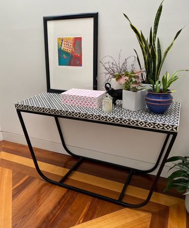 Bone Inlay Console with Black Legs : Starburst : Black