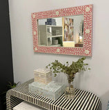 Bone Inlay Rectangular Mirror : Floral : Pink Bone Inlay Rectangular Mirror : Floral : Pink