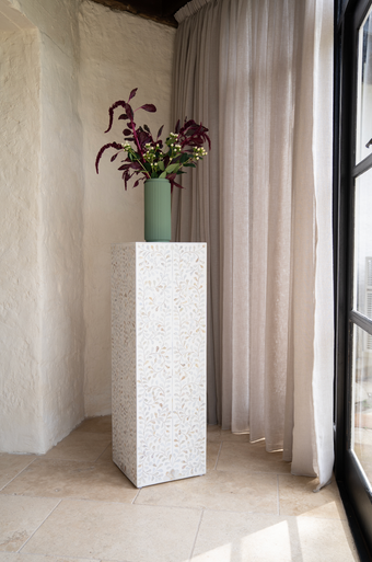 Mother of Pearl Inlay Plinth : Floral : White