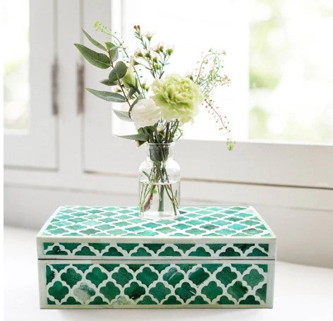 Bone Inlay Large Box : Moroccan : Emerald
