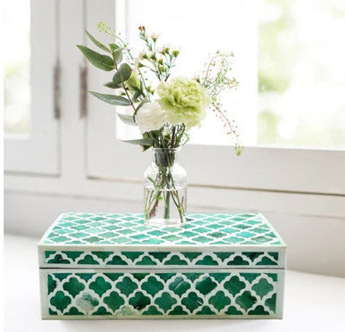 Bone Inlay Large Box : Moroccan : Emerald