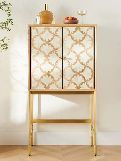 Bone & Timber Inlay Bar Cabinet : Fantail : Natural Bone & Timber Inlay Bar Cabinet : Fantail : Natural