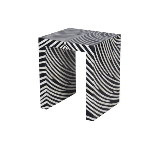 Bone Inlay Side Table : Zebra