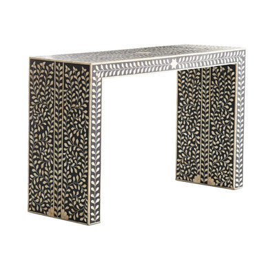 Bone Inlay Angled Console Floral : Black