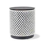 Bone Inlay Side Table : Quadrefoil : Black Bone Inlay Side Table : Quadrefoil : Black