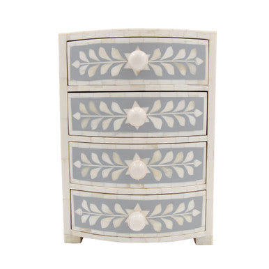 Bone Inlay Jewellery Box : Floral : Grey