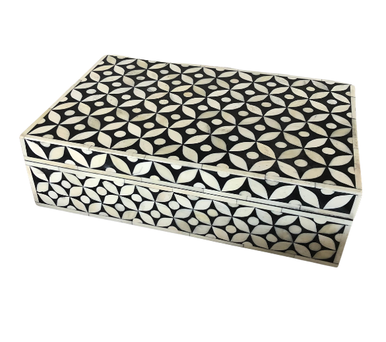 Bone Inlay Large Box : Starburst : Black