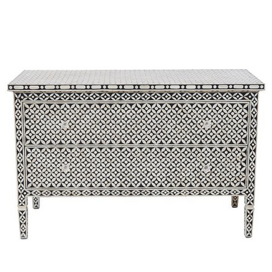 Bone Inlay 2 Drawer Chest : Starburst : Black