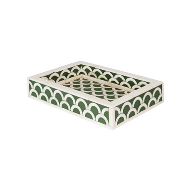 Bone Inlay Mini Tray : Scallop : Dark Sage