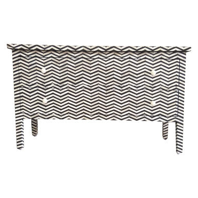 Bone Inlay 2 Drawer Chest : Zig Zag : Black