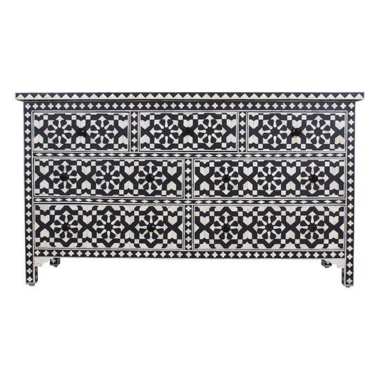 Bone Inlay 7 Drawer Chest : Zelliges : Black