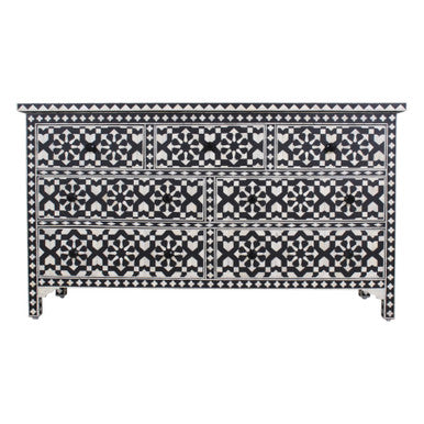 Bone Inlay 7 Drawer Chest : Zelliges : Black