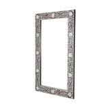 Mother of Pearl Inlay Rectangular Mirror : Floral : Grey Mother of Pearl Inlay Rectangular Mirror : Floral : Grey