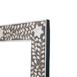 Mother of Pearl Inlay Rectangular Mirror : Floral : Grey Mother of Pearl Inlay Rectangular Mirror : Floral : Grey
