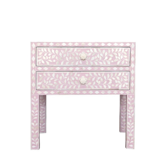 Bone Inlay 2 Drawer Bedside : Floral : Blush