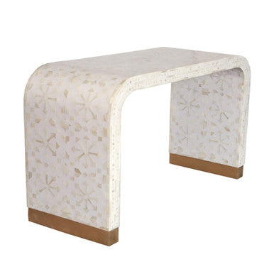Bone Inlay Waterfall Console : Zelliges : White