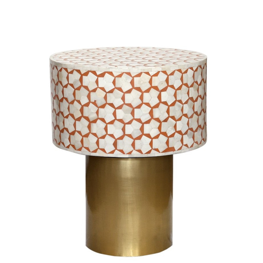 Bone Inlay Side Table : Tri-Square : Ochre Bone Inlay Side Table : Tri-Square : Ochre