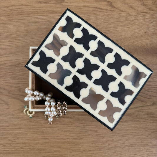 Bone Inlay Mid Size Box : X : Brown