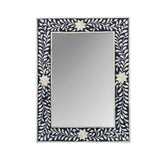 Bone Inlay Rectangular Mirror : Floral : Black Bone Inlay Rectangular Mirror : Floral : Black