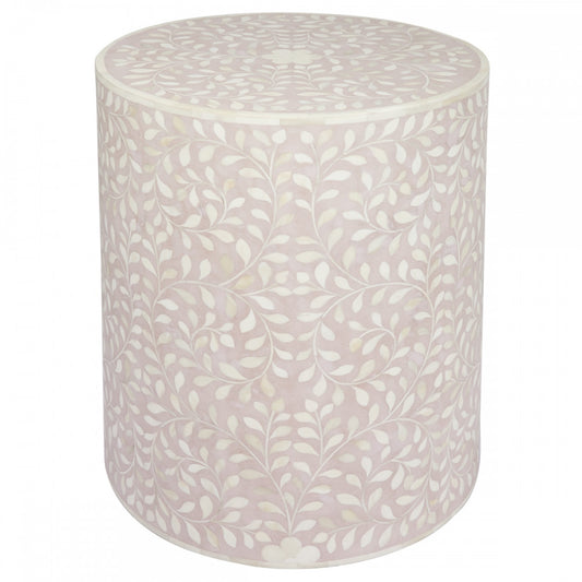 Bone Inlay Side Table : Floral : Blush