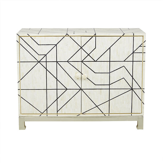 Bone Inlay Cabinet : Abstract : White