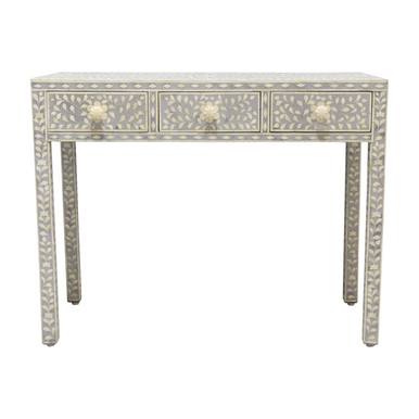 Bone Inlay Console : Floral : Grey