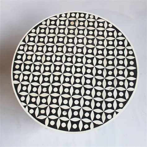 Bone Inlay Side Table : Starburst : Black Bone Inlay Side Table : Starburst : Black