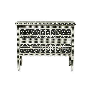 Bone Inlay 2 Drawer Chest : Abstract : Black