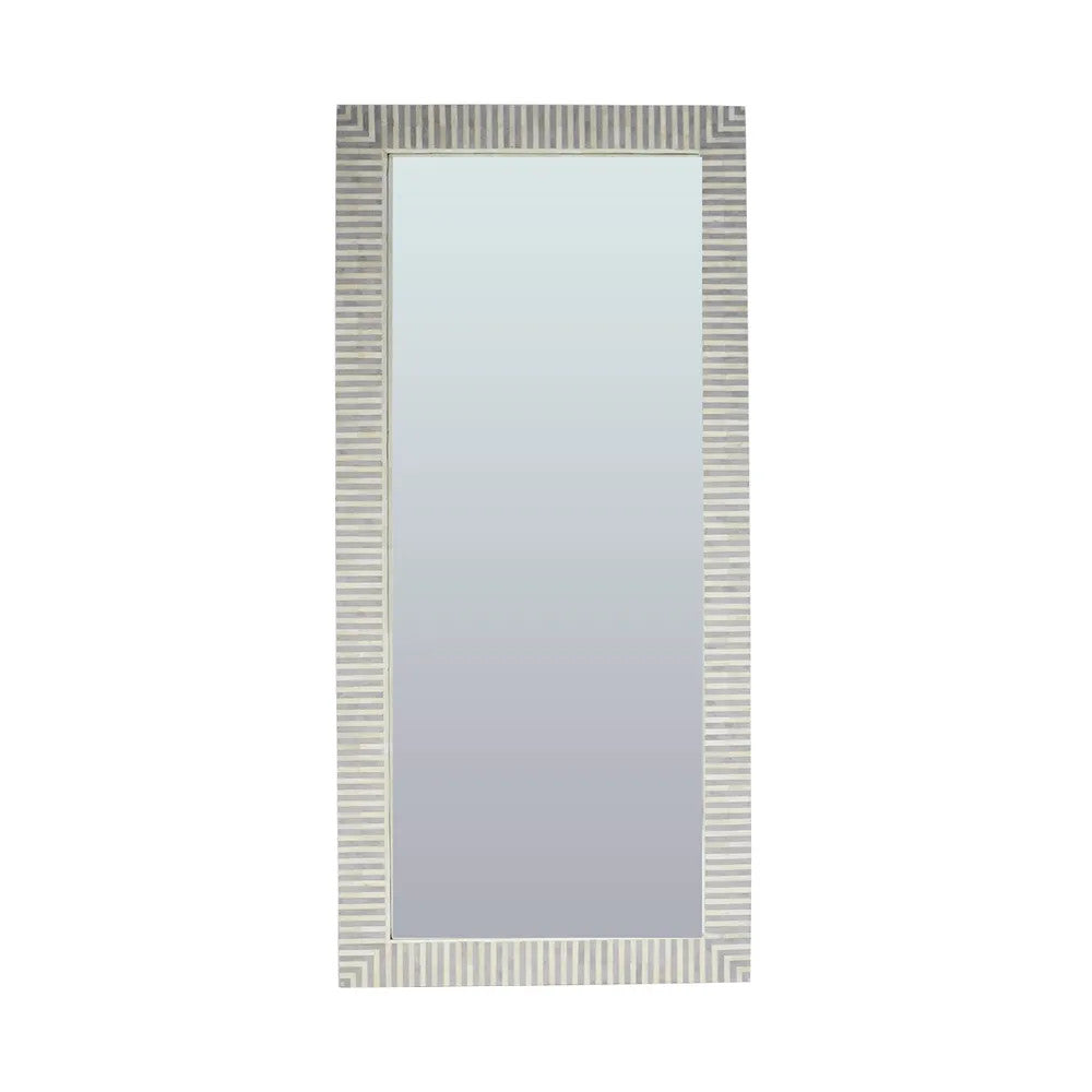 Bone Inlay Floor Mirror : Stripe : Grey Bone Inlay Floor Mirror : Stripe : Grey