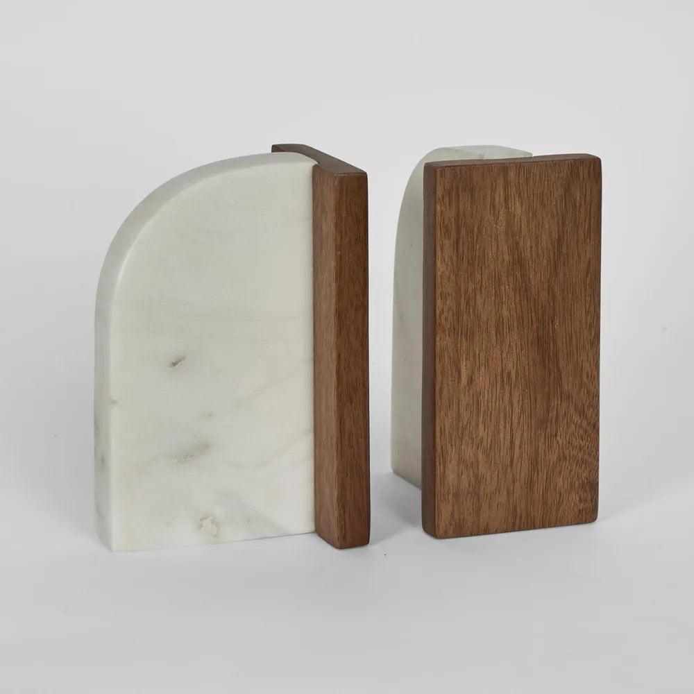 Marble Bookend with Timber Marble Bookend with Timber