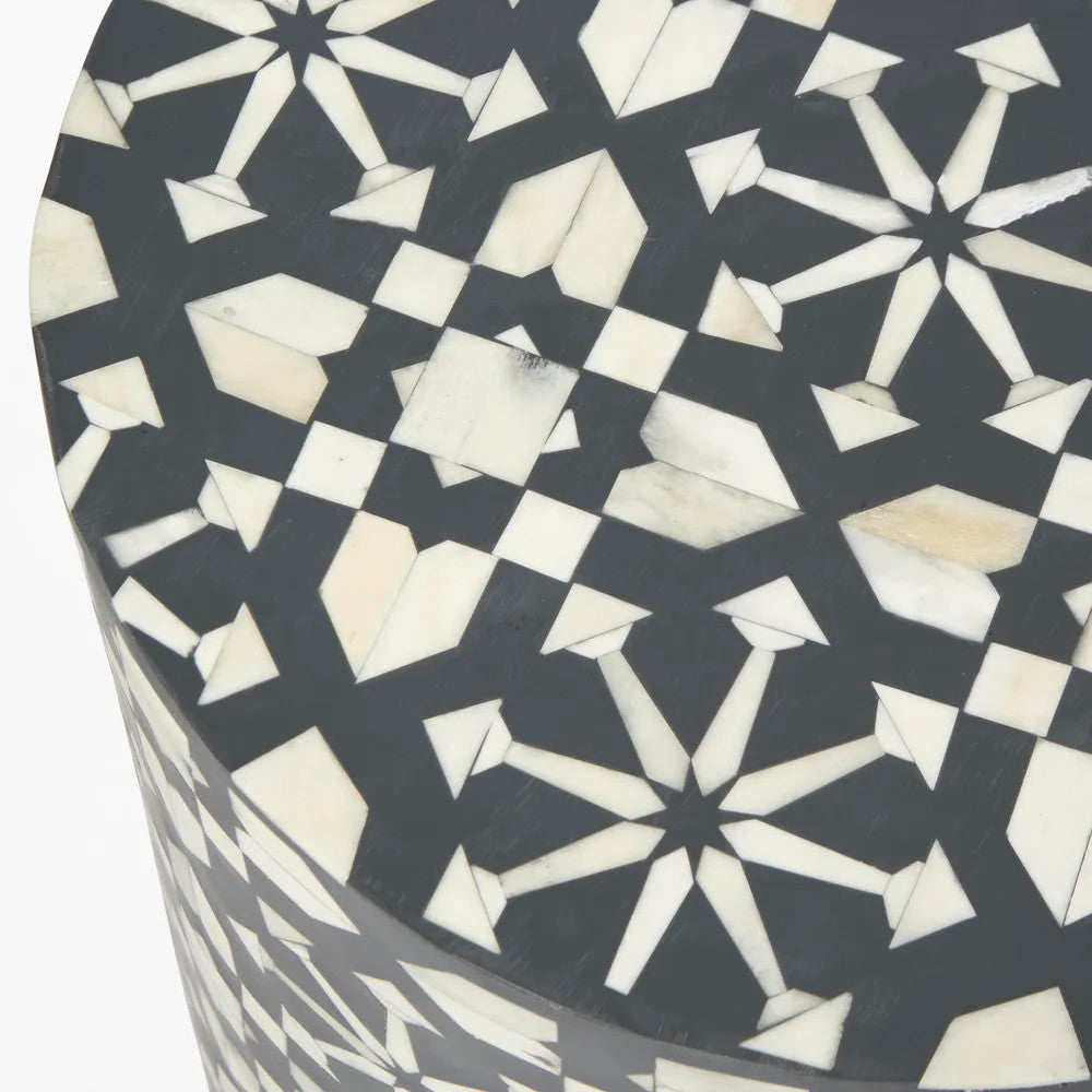 Bone Inlay Side Table :  Zelliges : Black Bone Inlay Side Table :  Zelliges : Black