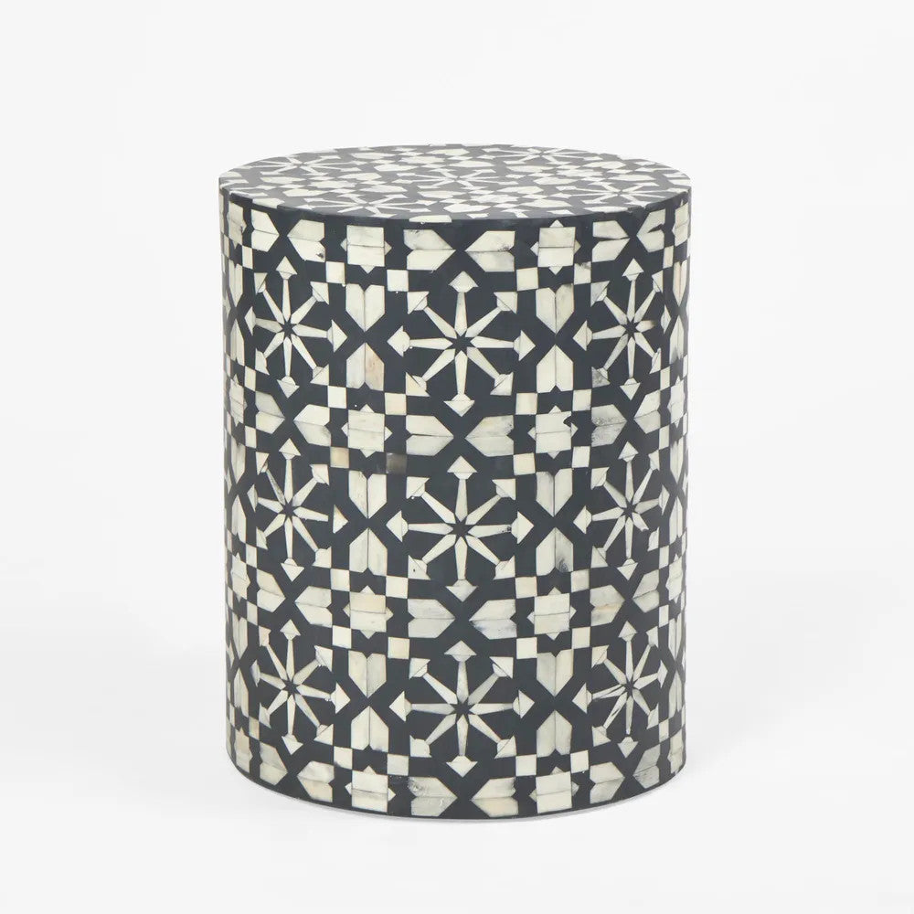 Bone Inlay Side Table :  Zelliges : Black Bone Inlay Side Table :  Zelliges : Black